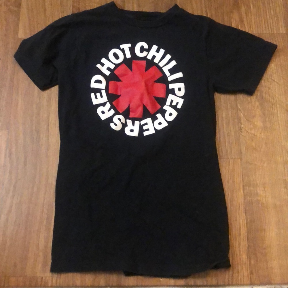 Red Hot Chili Peppers tee shirt.